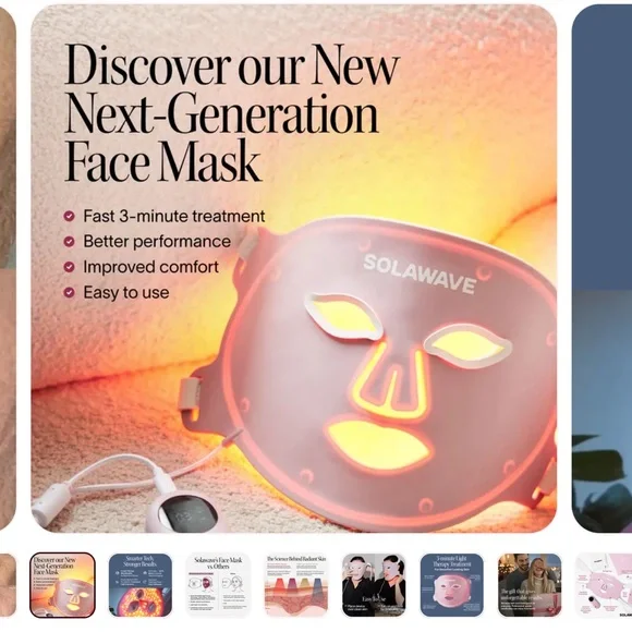 New in box SOLAWAVE Wrinkle Retreat Pro Light Therapy Face Mask - Pink - Picture 4 of 4